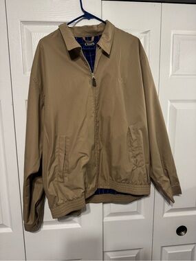 Chaps Men's Khaki Lightweight Zip-Up Harrington Jacket